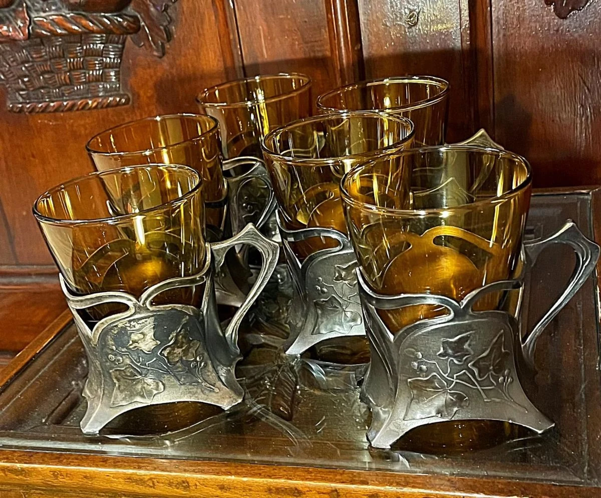 Vendora WMF Αρ Νουβό Ποτήρια για Τσάι Αντίκες 3 Vendora WMF Αρ Νουβό Ποτήρια για Τσάι Αντίκες